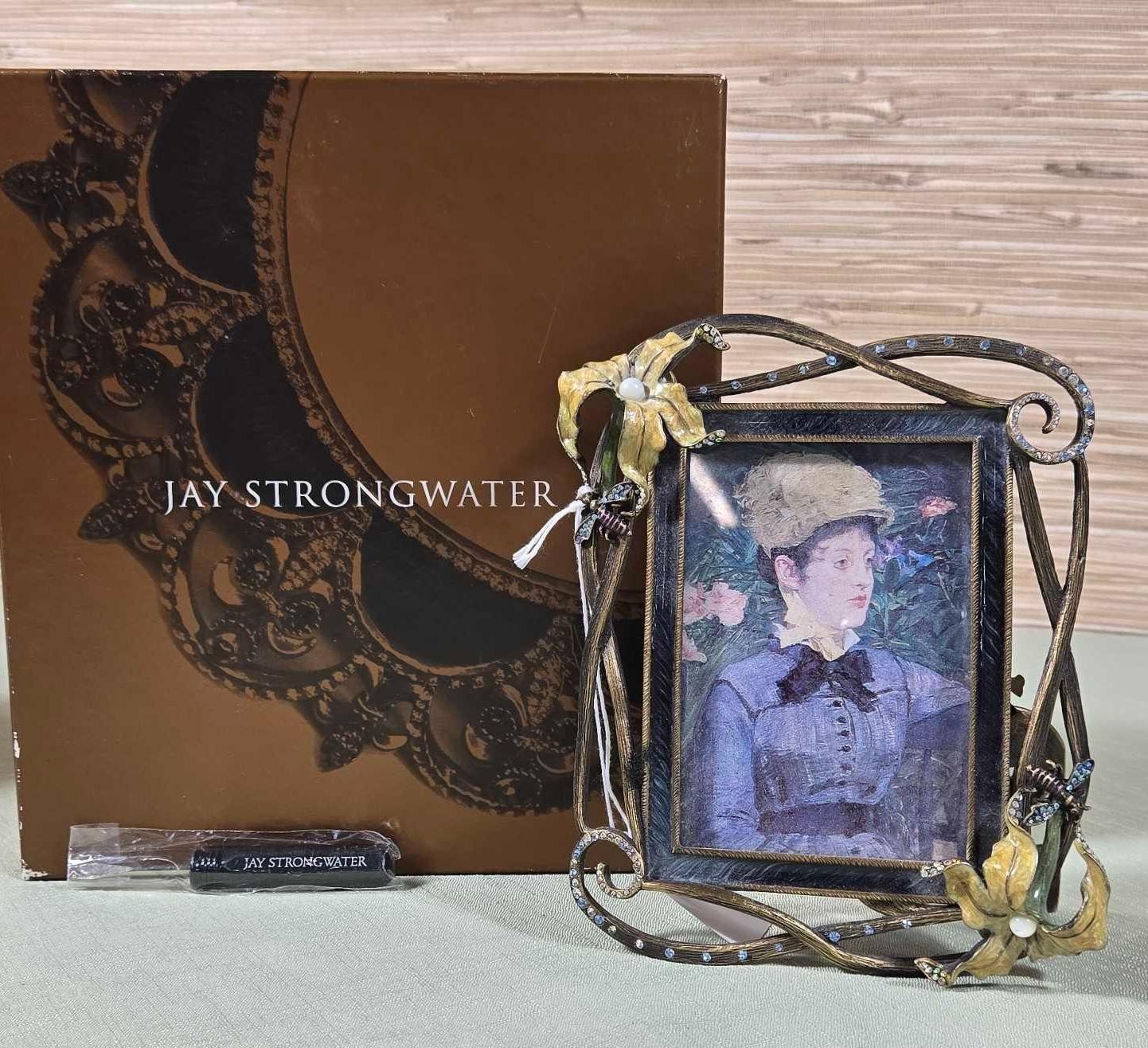 Stunning Jay Strongwater Enameled & Swarovski Crystal Orchid & Bee Frame - NIB