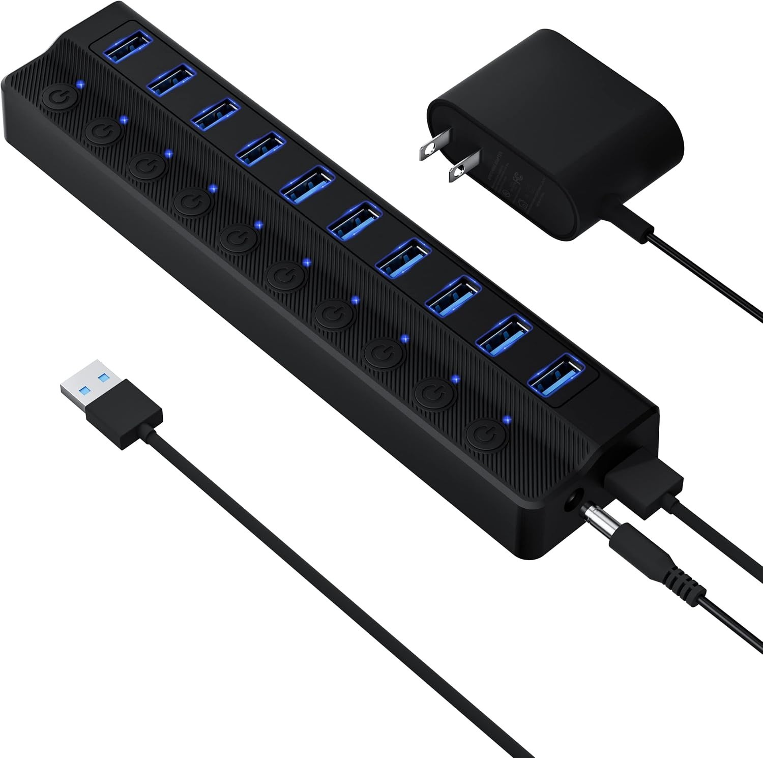 Powered USB Hub 3.0, 10-Port USB Splitter Hub...
