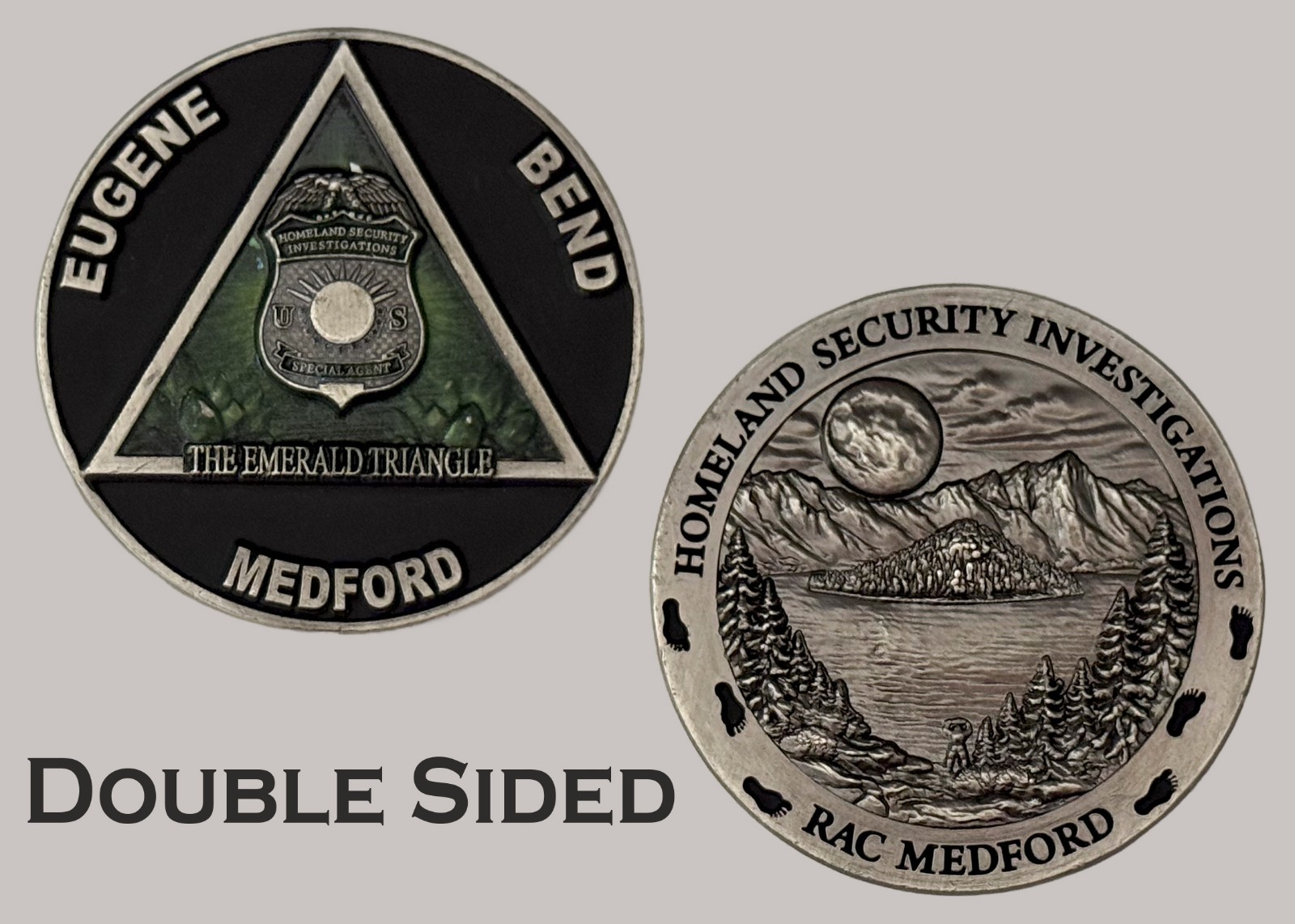 HS Investigations RAC Medford Emerald Triangle Challenge Coin  J#34