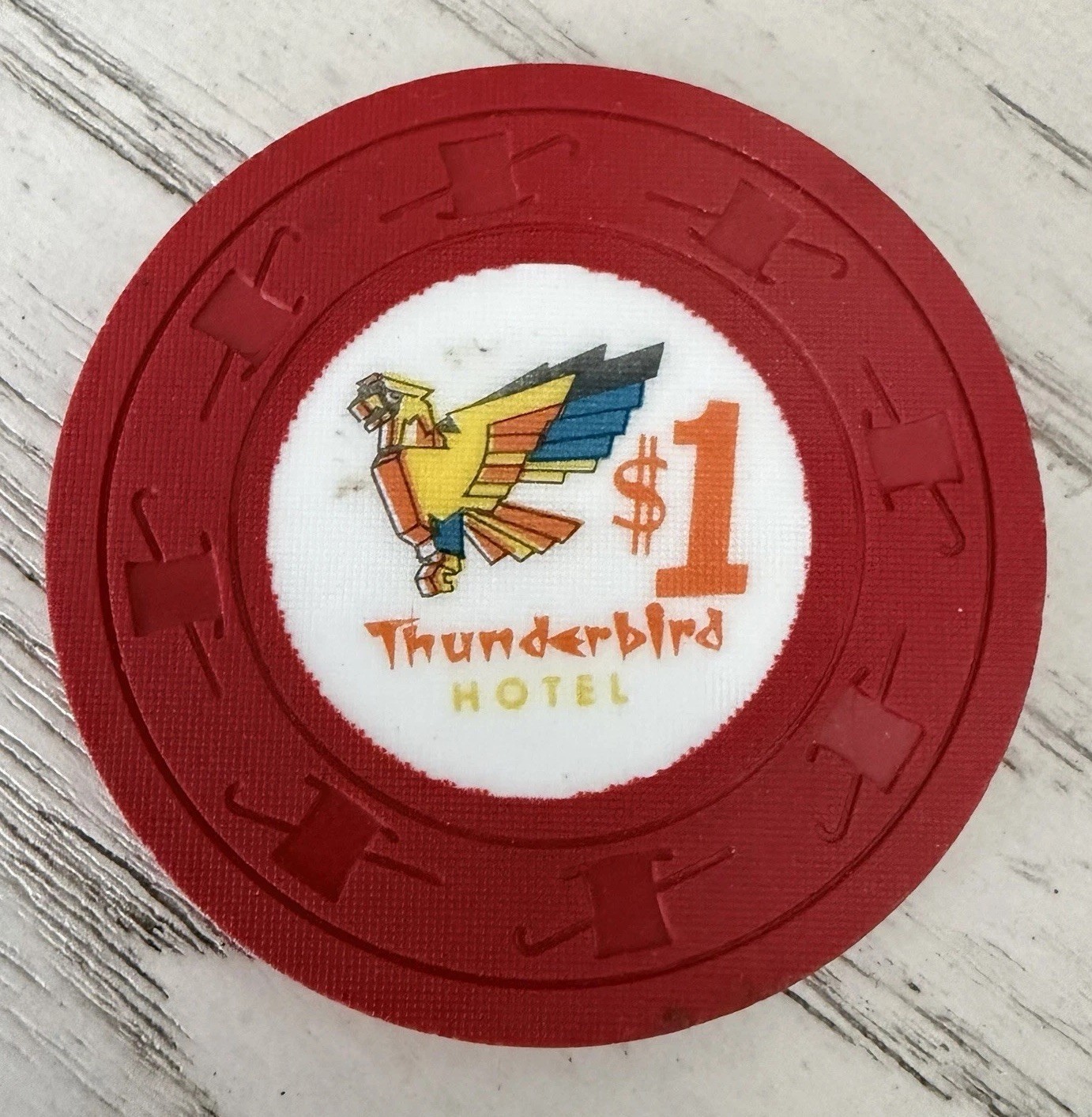 Thunderbird Hotel $1 Casino Chip - Joe Wells Obsolete 1960s Rare Las Vegas