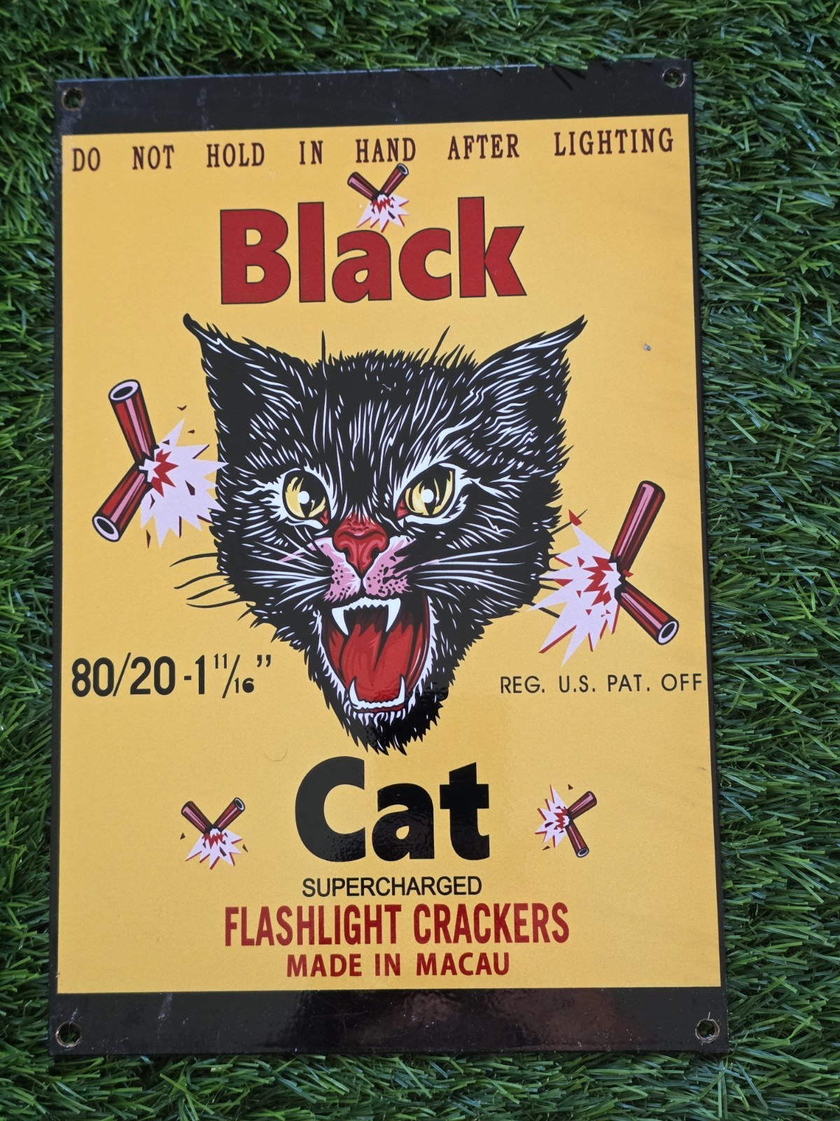VINTAGE  FIREWORKS PORCELAIN SIGN  FLASHLIGHT CRACKERS 12