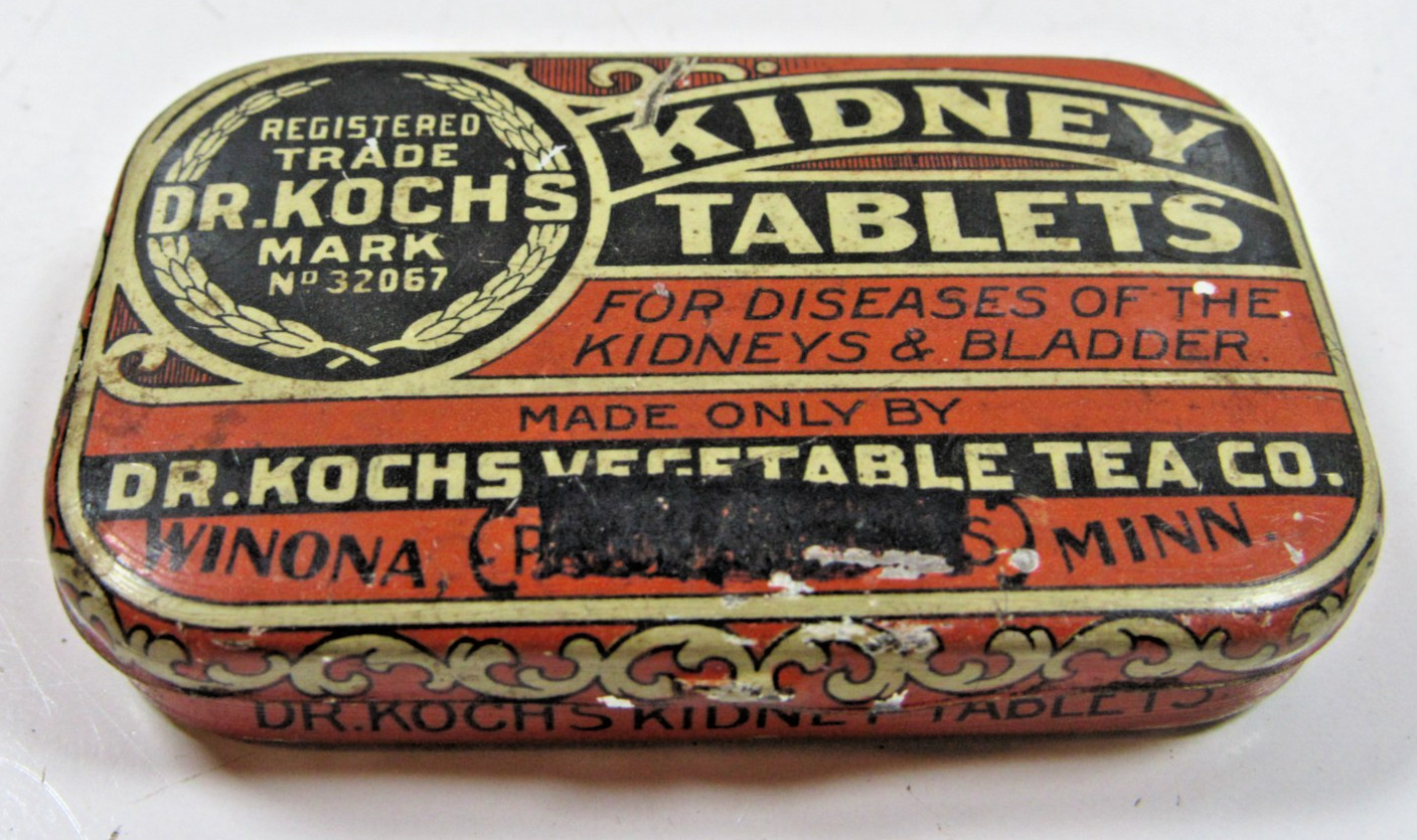 Rare Vintage Dr. Koch\'s Kidney Collectible Tin ( Empty) Winona MINN #A25
