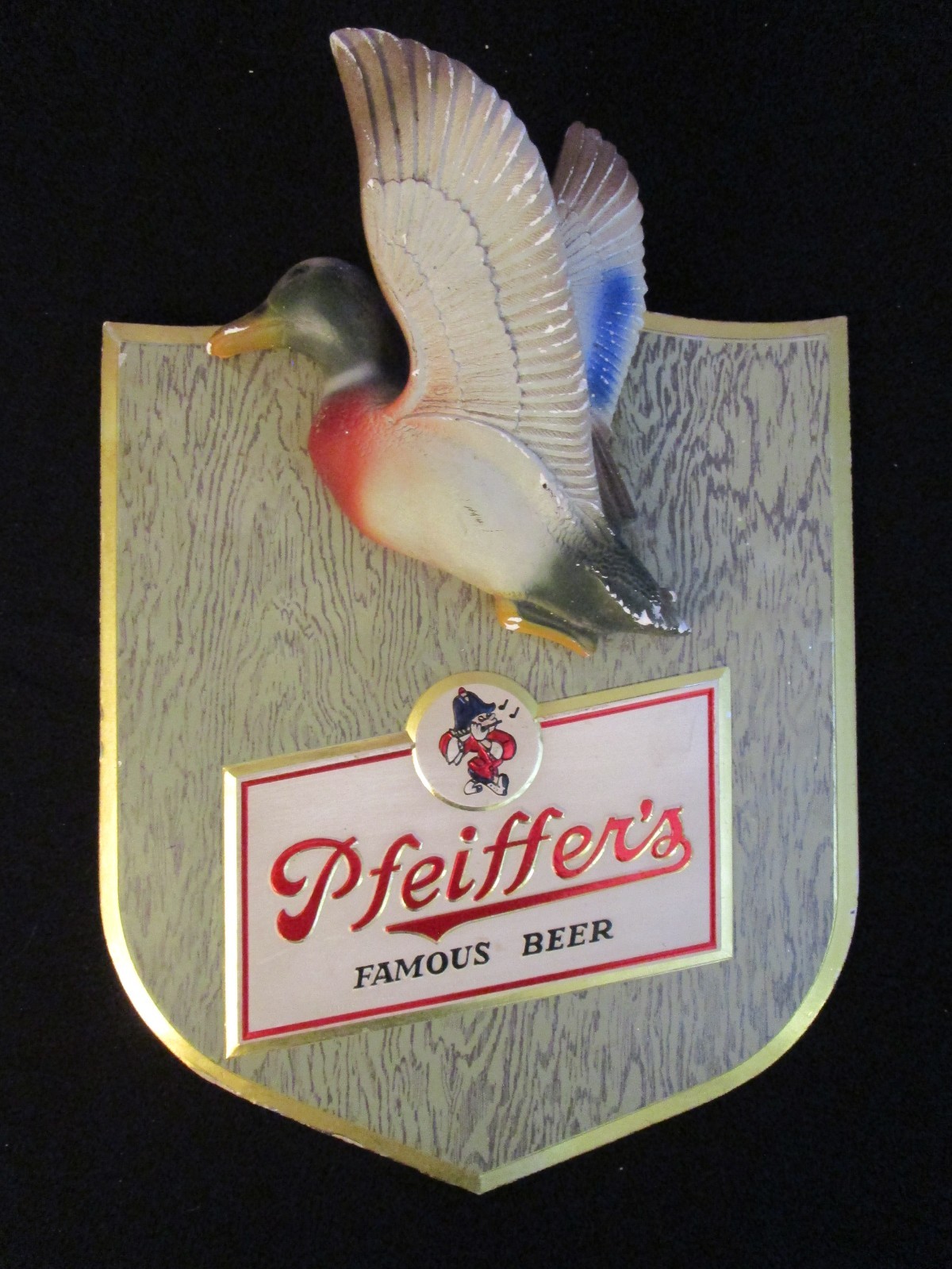 Vintage Mid Century Pfeiffer's Famous Beer Mallard Duck Wall Plaque Sign 13
