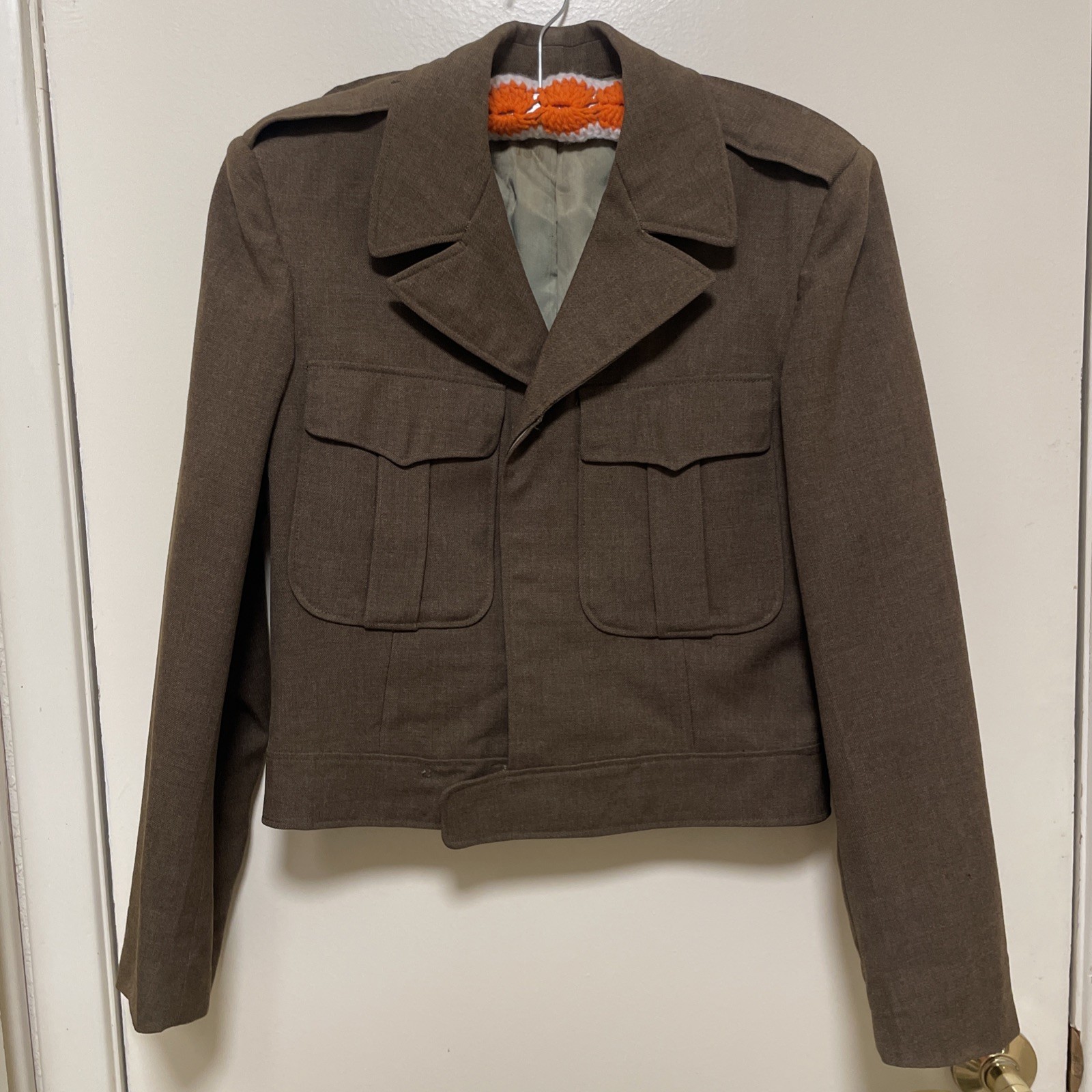 Authentic WWII Wool Field Jacket World War II 1940s 36R Cropped Short Military 