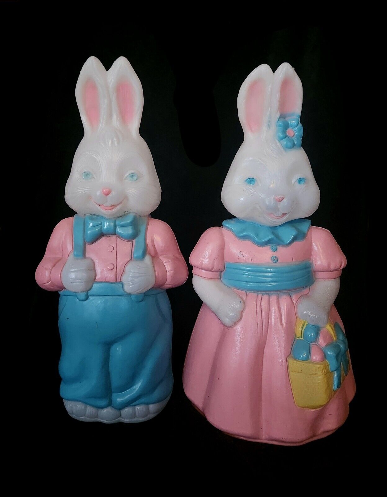 Vintage Mr. & Mrs. Easter Bunny Blow Mold Set 25” EMPIRE 1994 W/ Cords