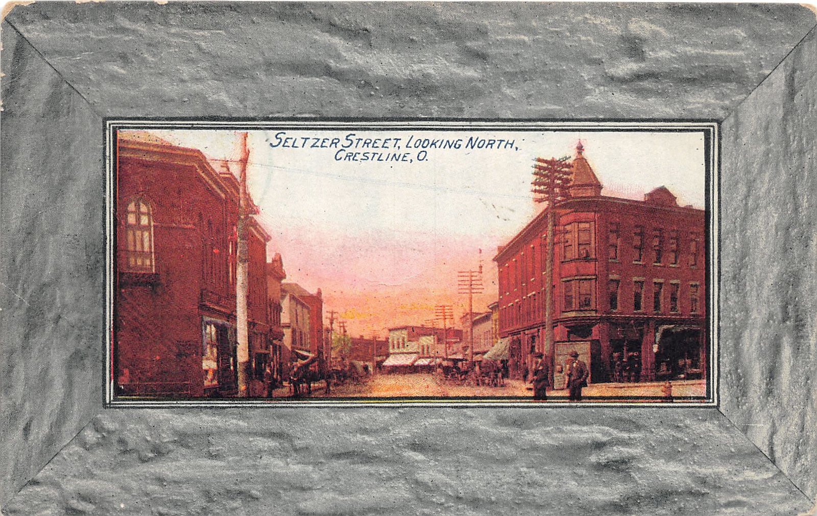 J71/ Crestline Ohio Postcard c1910 Seltzer Street Stores North 160