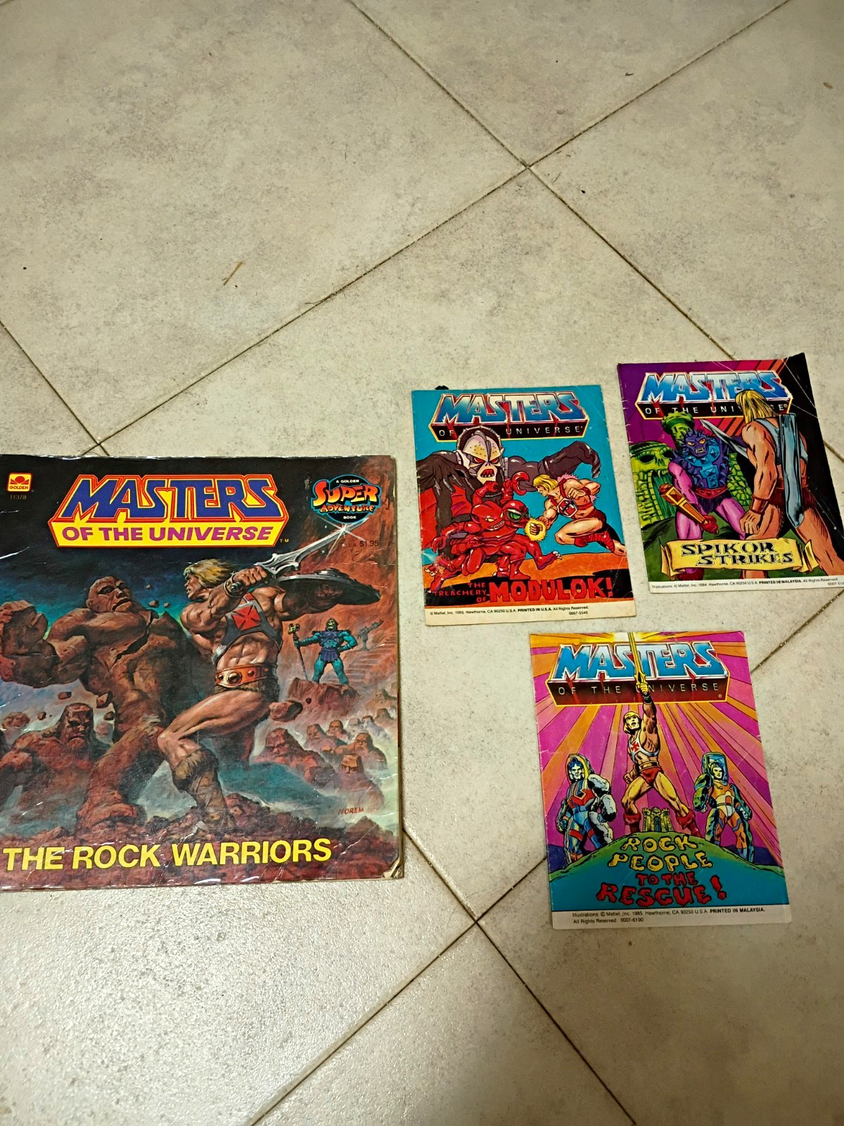 Vintage 1980s He-Man MOTU Mini-Comics & Golden Book Lot (4 Items) Spikor Modulok
