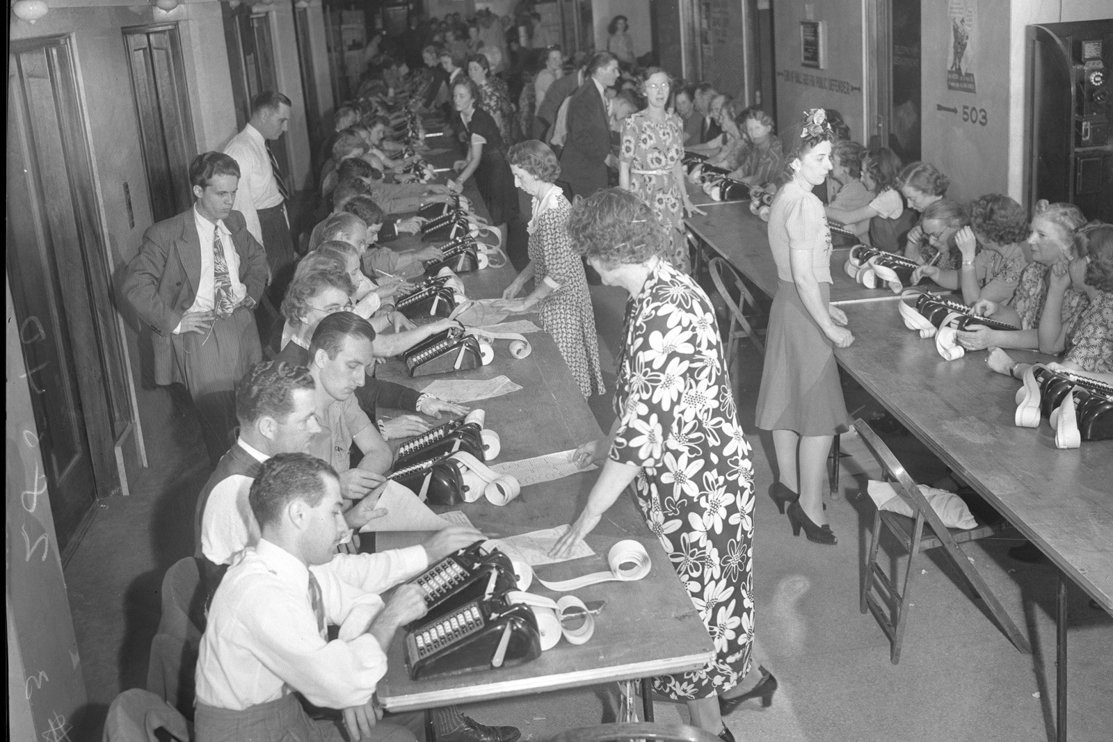 1942 Los Angeles California Primary Election Vote Counting 4x6 Photo Print