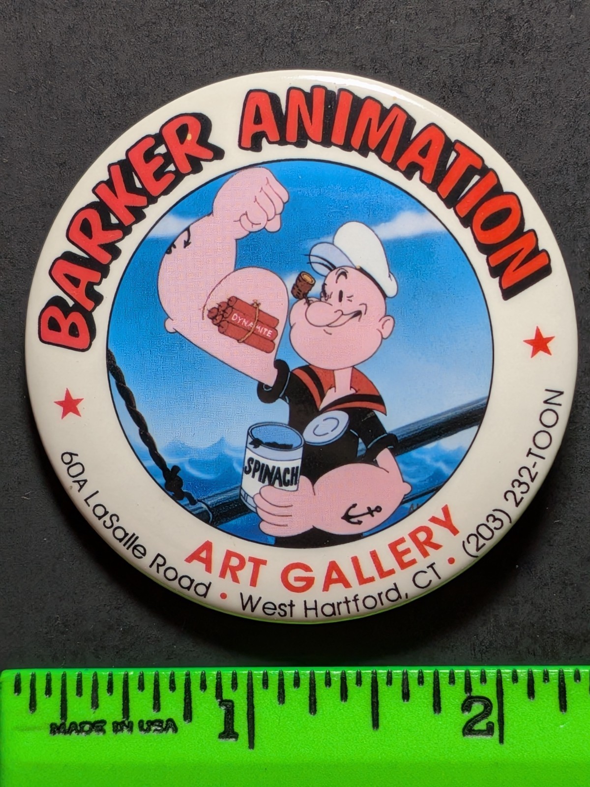 Vintage Barker Animation Art Gallery Popeye Pinback Pin Vintage Barker Animation Art Gallery Popeye Pinback Pin