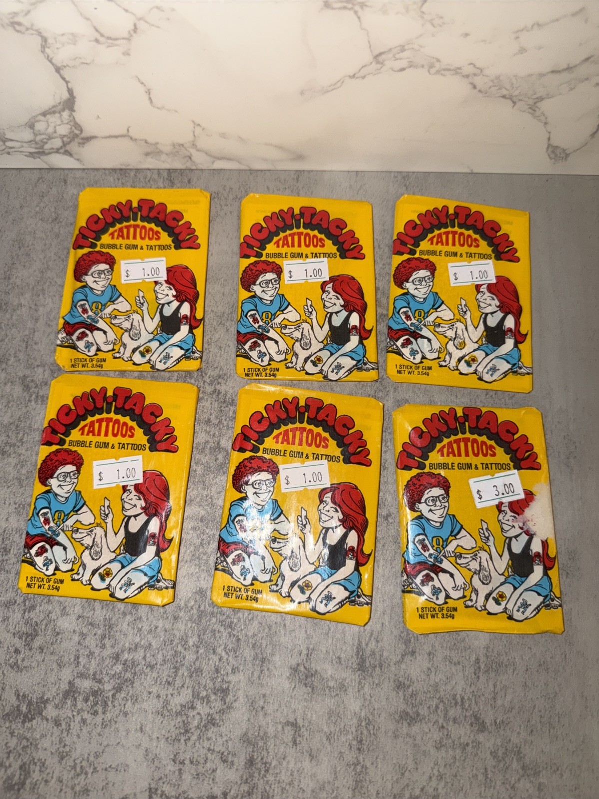 Vintage 6 Packs Of 1970s Unopened Donruss Ticky Tacky Wax Packs