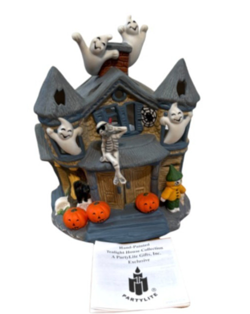 Partylite Haunted House Tealight Holder P7311 Halloween Ghosts Pumpkins w/Box