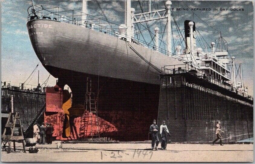 c1940s Steamship / Shipbuilding Postcard 