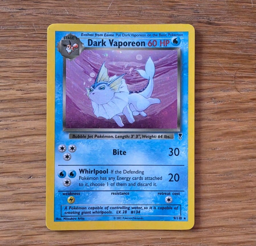 Dark Vaporeon 9/110 Holo Rare Legendary Collection Pokemon Card