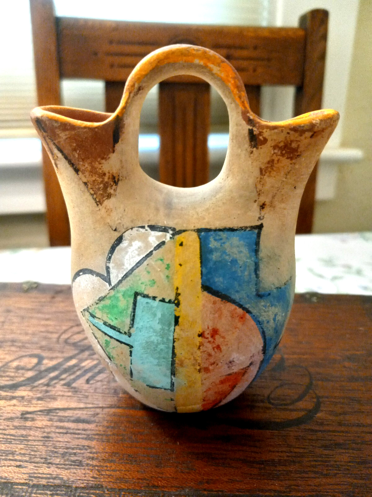 Native American Indian Wedding Vase Pitcher Clay Pottery Ceremonial 4.75\