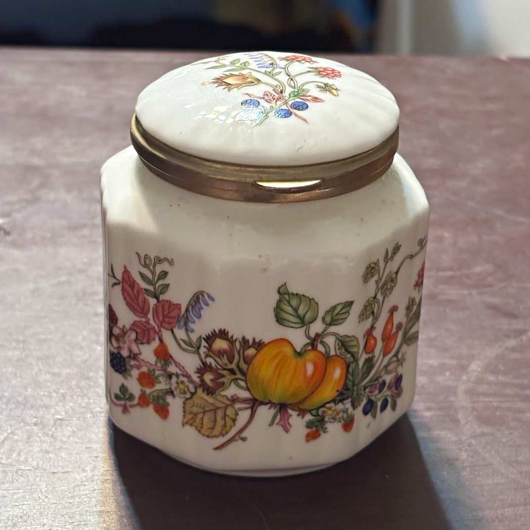 Hammersley Fine Bone China Trinket Box Floral Fruit Design, Made in England