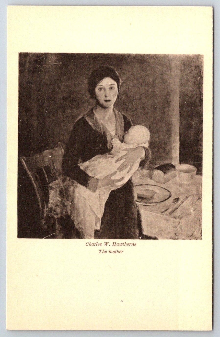 c1960s Charles W. Hawthorne The Mother Museum Fine Arts Boston Postcard