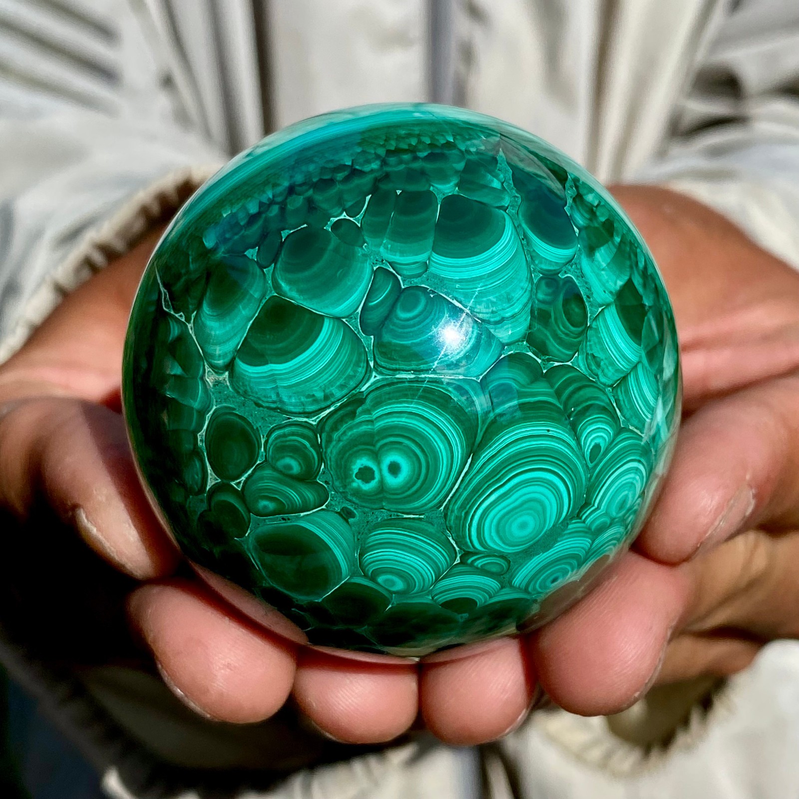 382G Rare Natural Malachite quartz hand Carved sphere Crystal Healing