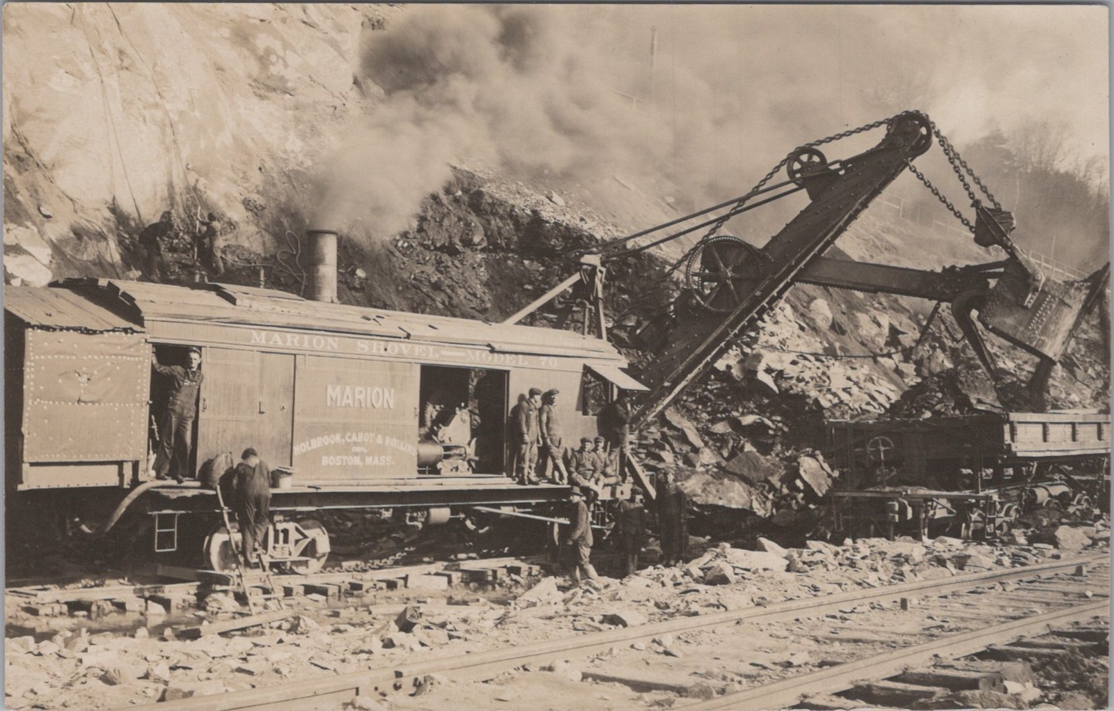Marion 70 Steam Shovel Boston MA Holbrook Cabot Rollins RPPC 1910s Postcard