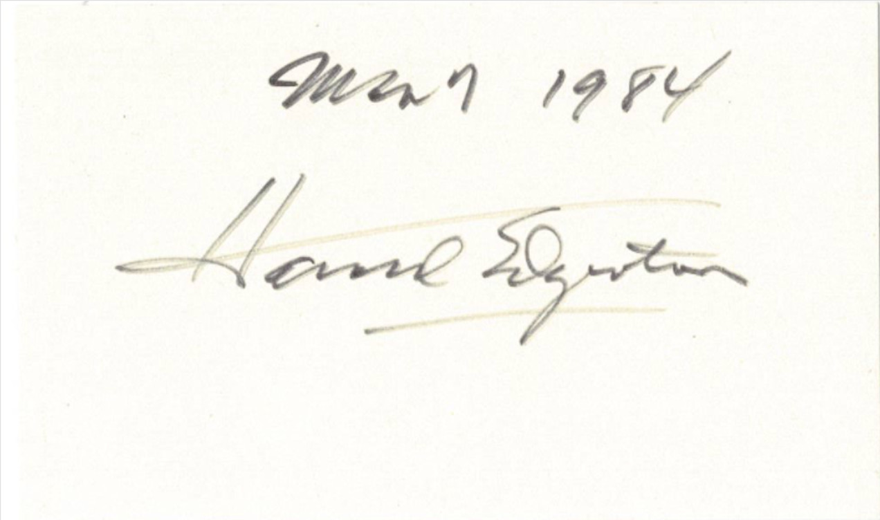 Harold Doc Edgerton MIT Autographed Signed Index Card AMCo COA 19894