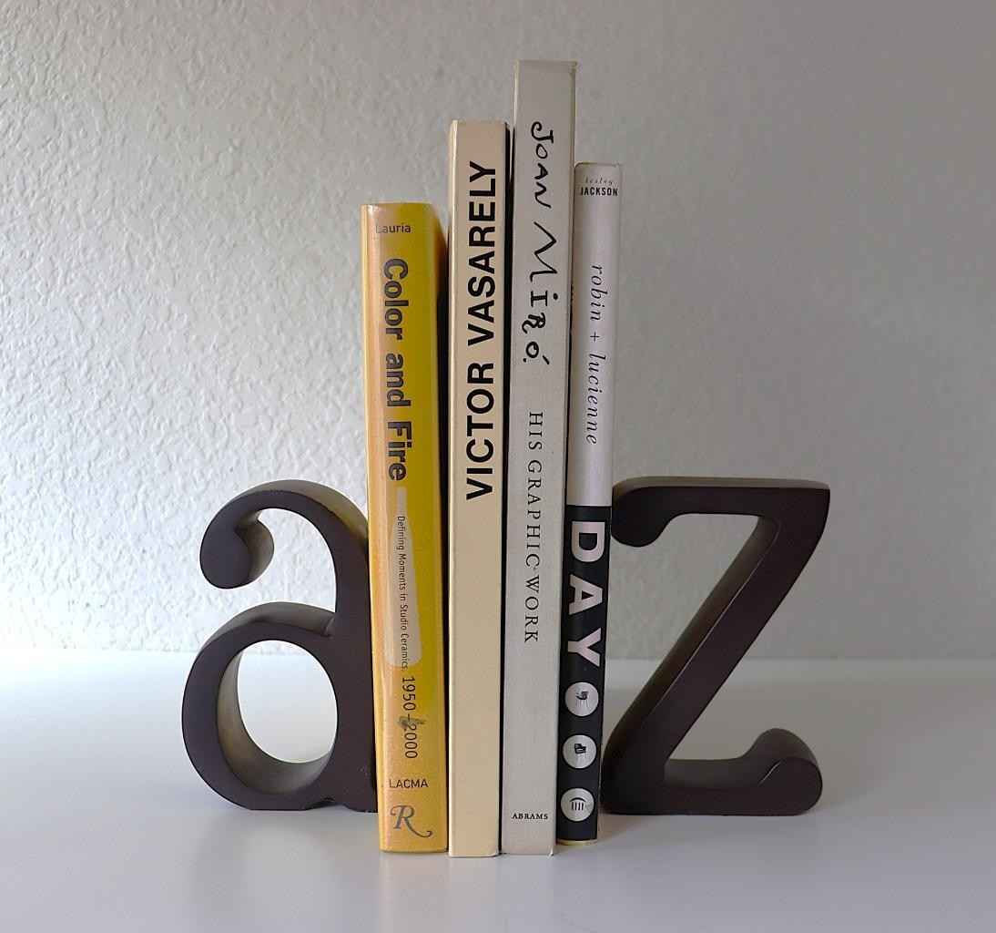 Mid Century Post Modern Brass A to Z Bookends Seibel Jere Style Vintage Decor