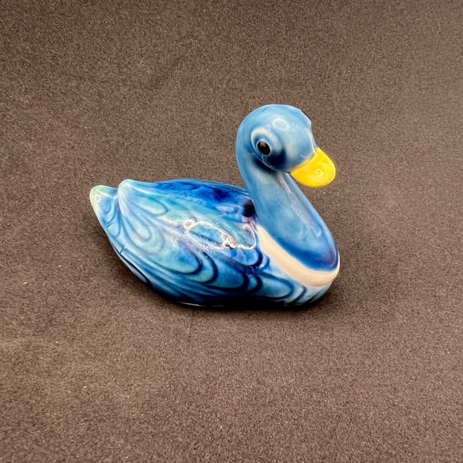 Vintage Japan Blue Agate Swirl Ceramic Miniature Kitsch Art