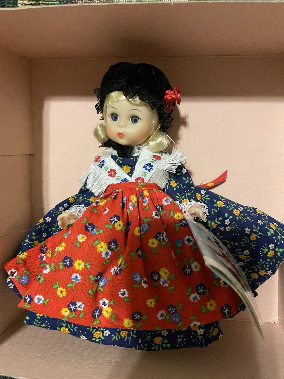 Vintage Madame Alexander 8 Inch #563 Germany Doll w/ Original box & a doll stand