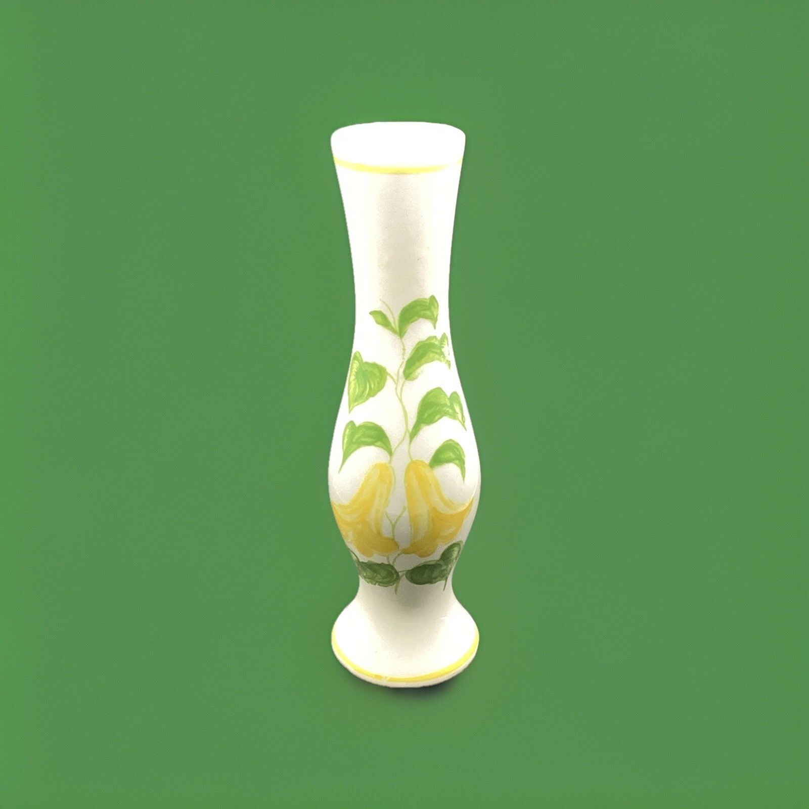 Vintage 1981 FTDA Portugal Ceramic Vase Yellow Flowers Floral 8\
