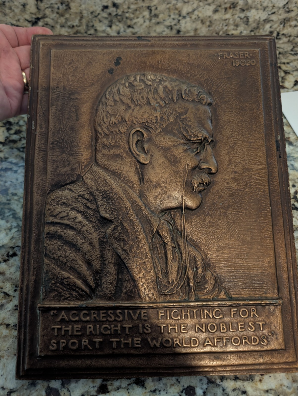 1920 Bronze Plaque Bas Relief Teddy Roosevelt James Fraser