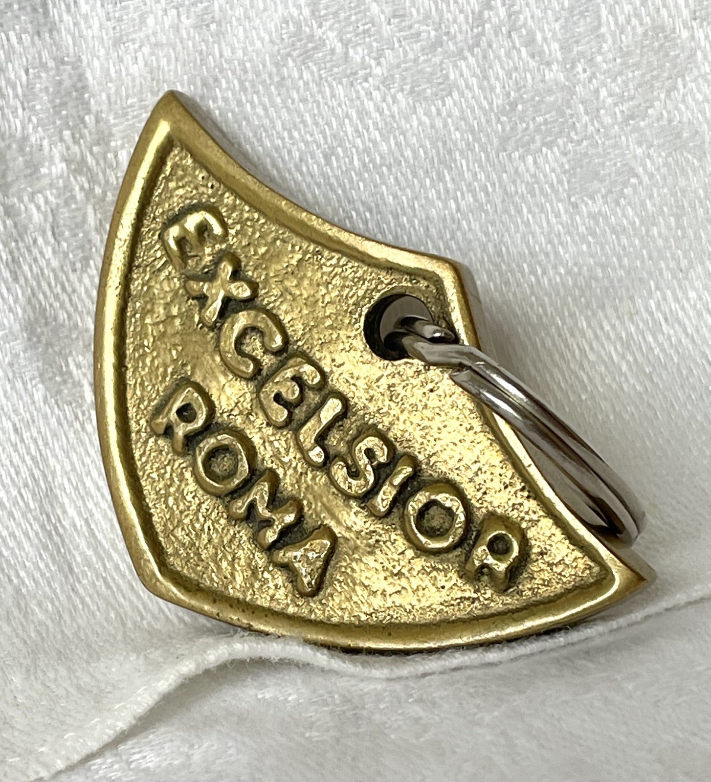 Antique Excelsior Roma Solid Brass Key Fob Chain Room 481 Rome Italy - No Key