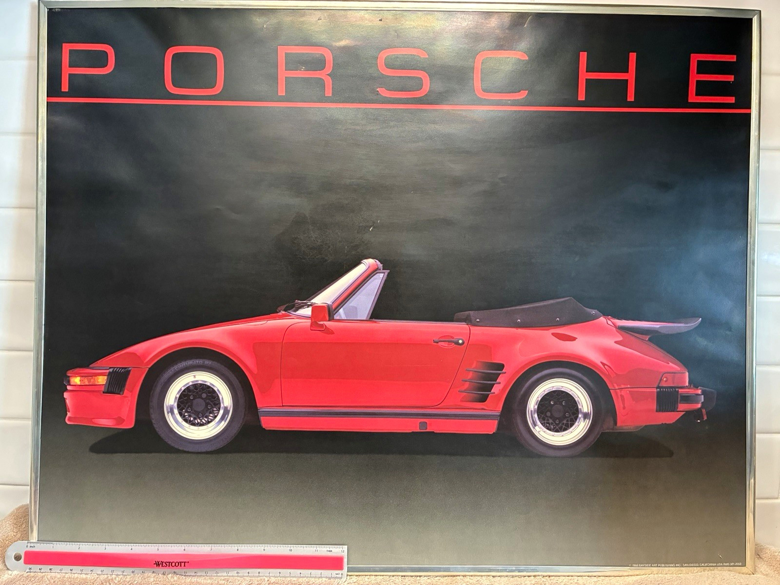 Vintage Dealership Porsche  930S Original Poster Red Convertible Automobile
