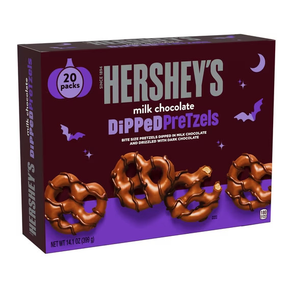 Hershey's Milk and Dark Chocolate Covered, Halloween Dipped Pretzels Box, 14.1 o
