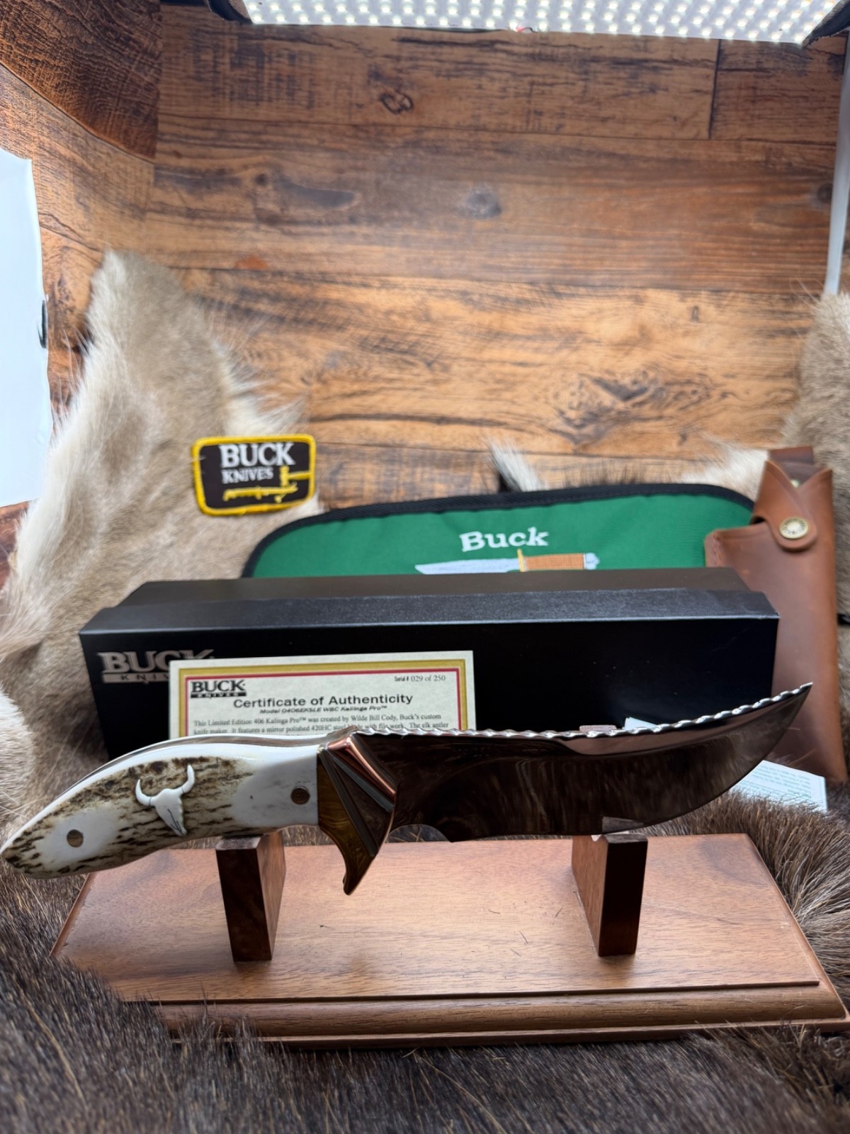 2008 Buck 406EKSLE Custom Limited Kalinga Pro S30V WBC Elk Stag Fixed Knife Mint