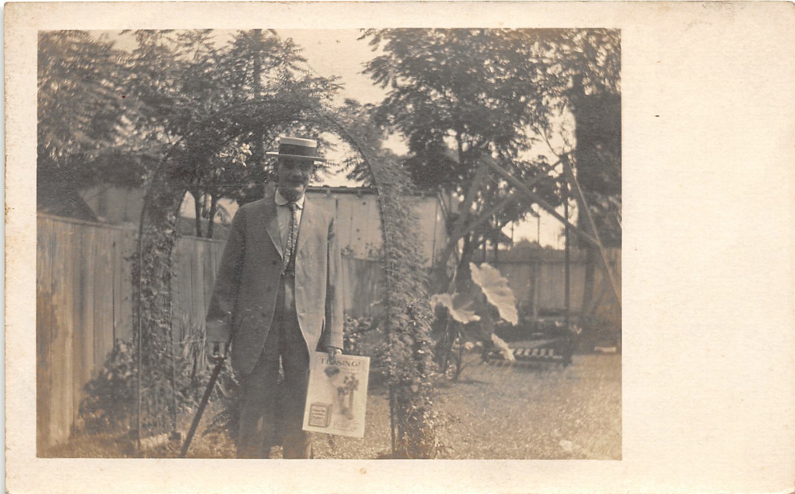J9/ Indianapolis Indiana RPPC Postcard c1910  Well-Dresses Man Arch 113