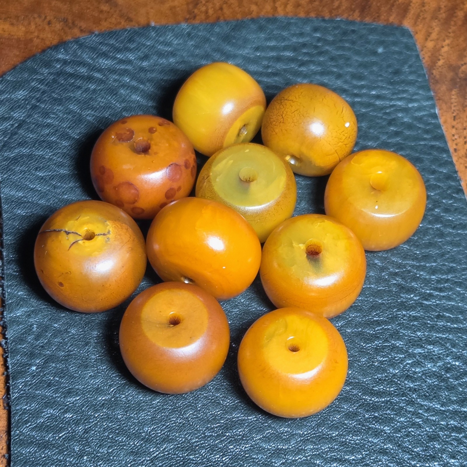 Vintage Butterscotch Bakelite Beads  40 Grams   Lot of 10 