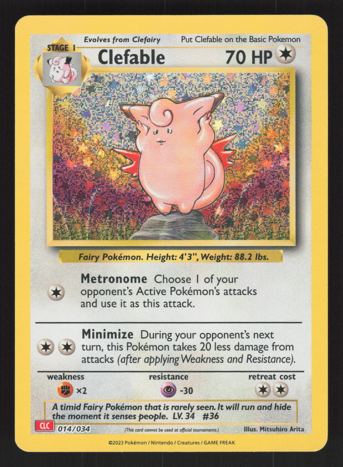 English NM Clefable 014/034 CL Holofoil Pokemon Trading Card Game Classic