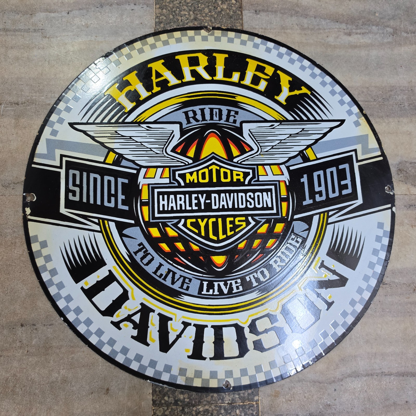HARLEY DAVIDSON PORCELAIN ENAMEL SIGN 29 X 29 INCHES