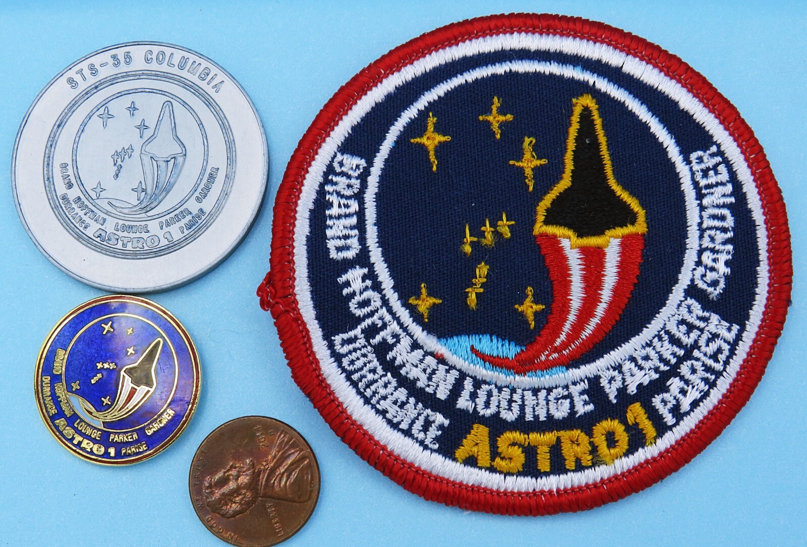 NASA Space Shuttle COLUMBIA Trio vtg STS-35 / Patch / WINCO Pin / Medallion