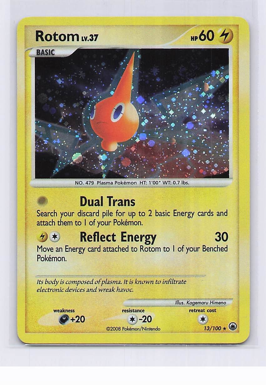 ROTOM 13/100 POKEMON HOLO RARE MAJESTIC DAWN NM *HOLO BLEED & SWIRL*