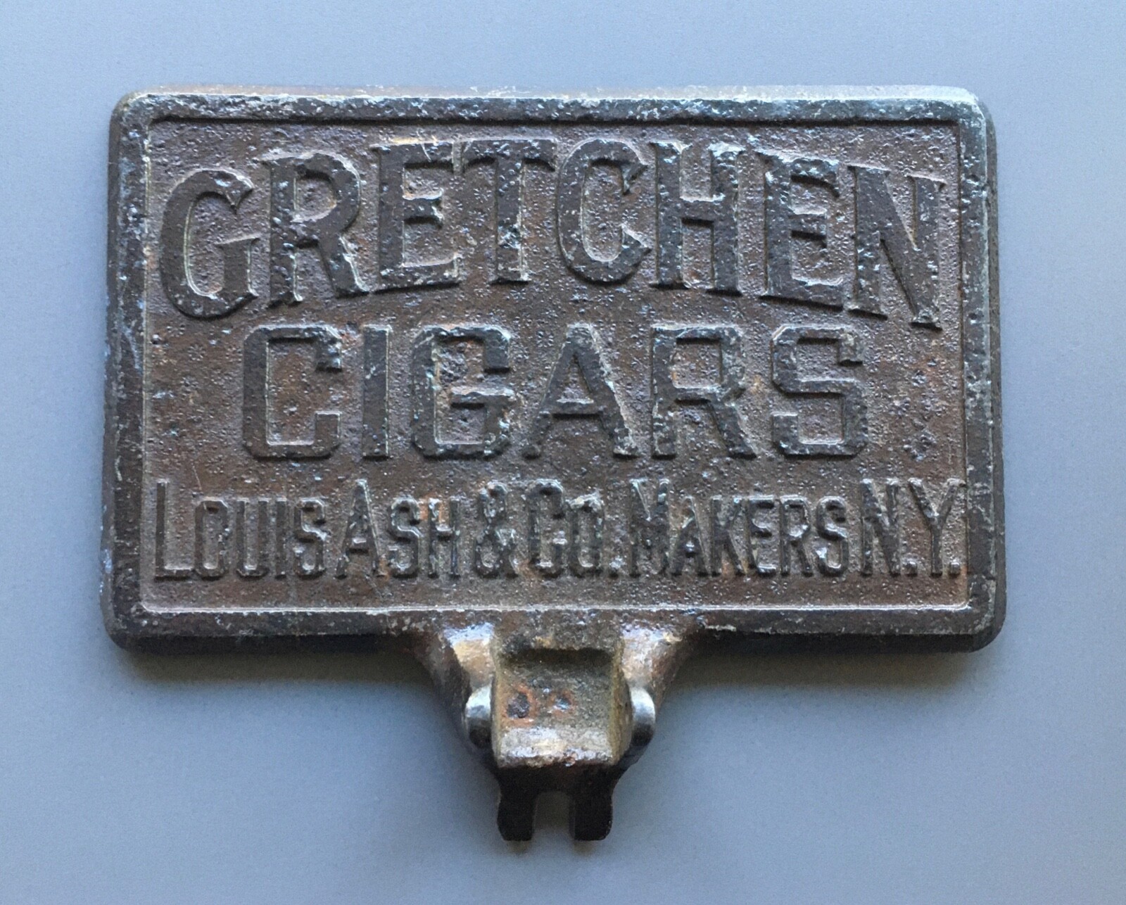 Vintage Metal Display Sign - Gretchen Cigars Louis Ash & Co. Makers New York