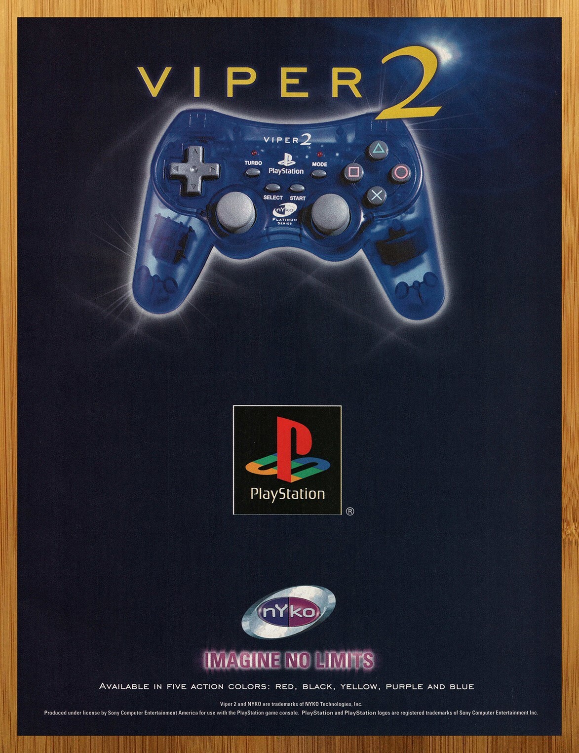 2000 NYKO Viper 2 Playstation Controller Vintage Print Ad/Poster Video Game Art 