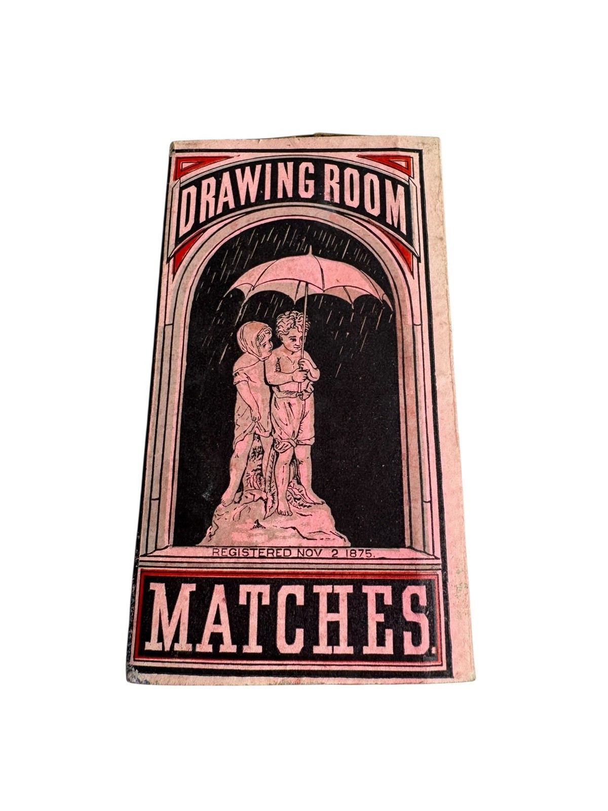 1870\'S BARBER MATCH CO. DRAWING ROOM MATCHES MATCH BOX AKRON OHIO ANTIQUE