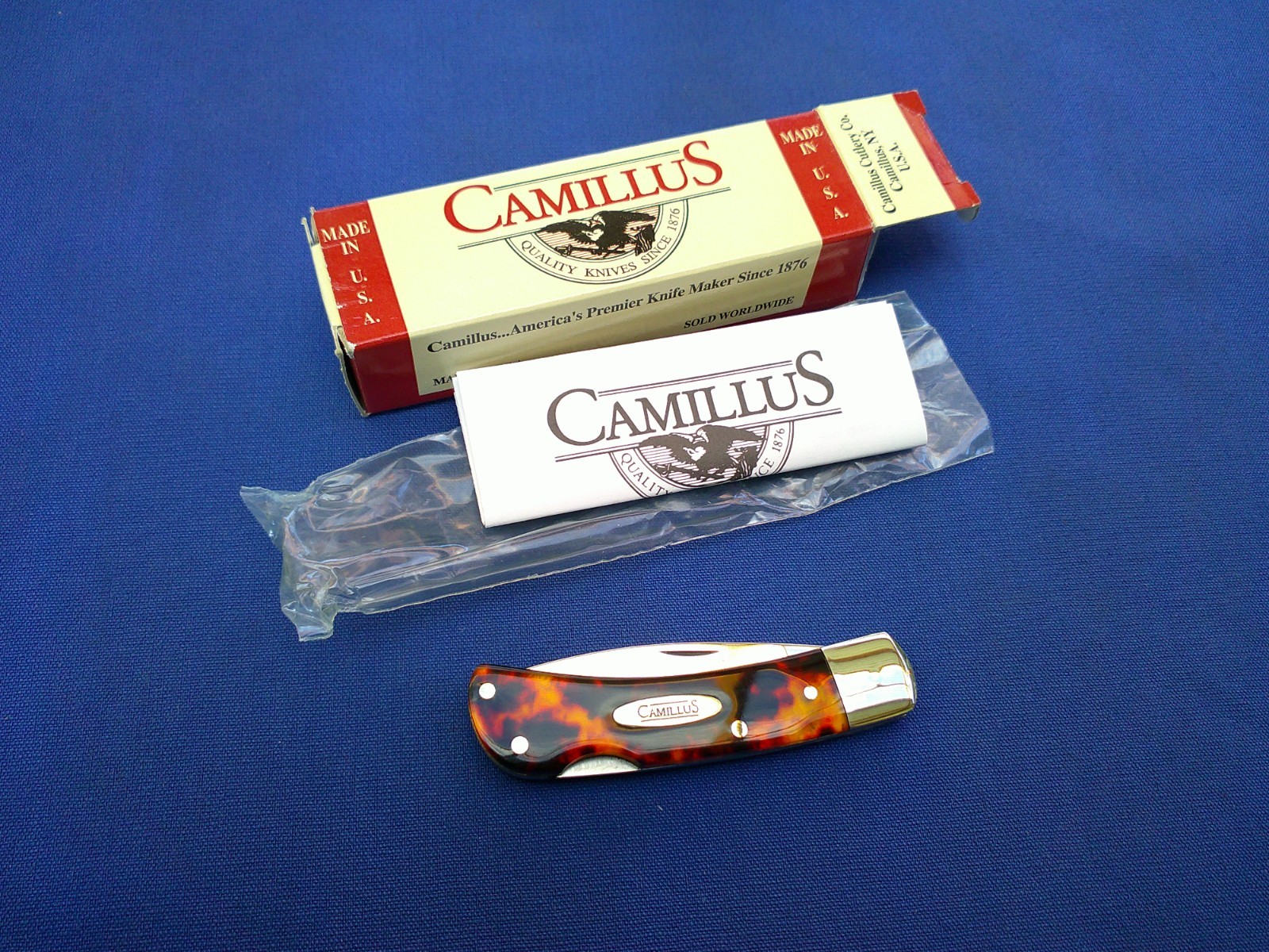 Camillus Faux Tortoise Shell Single Blade Lock Back Knife w/Box 50053 NIB