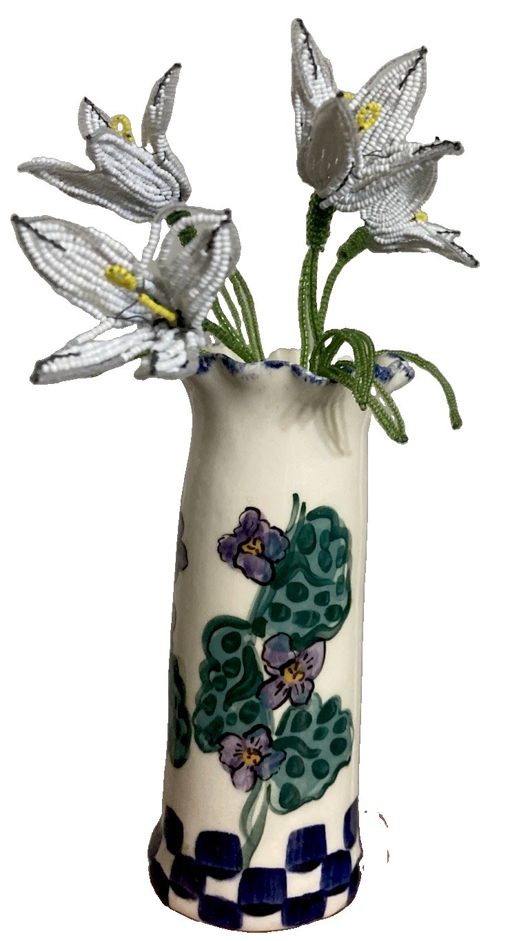 A Gritter Van Noord Pottery vase hand painted Vintage Ooak