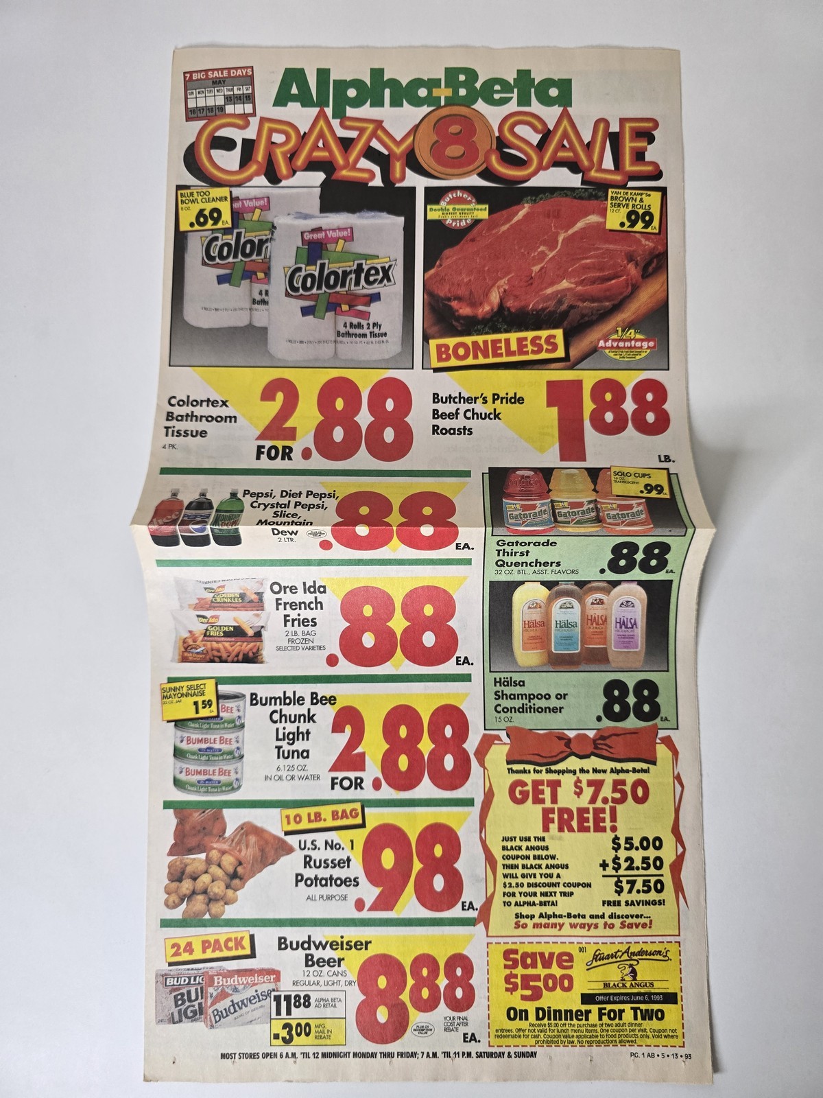 1993 Alpha Beta Crazy 8 Sale Grocery Circular Double Coupons Vintage SoCal