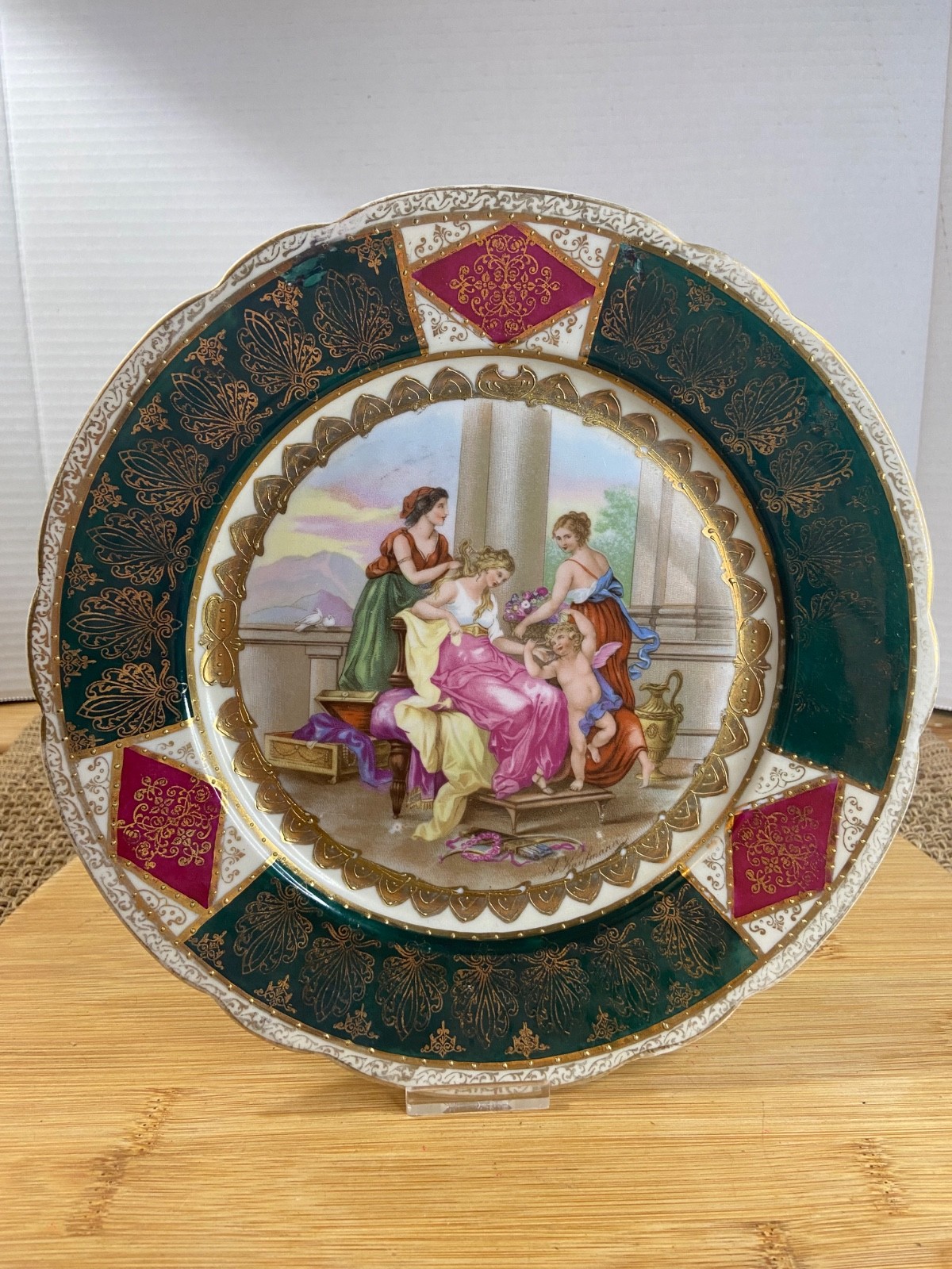 Antique Royal Vienna Beehive Marked Cabinet Plate Kaufmann Cupid 9.25