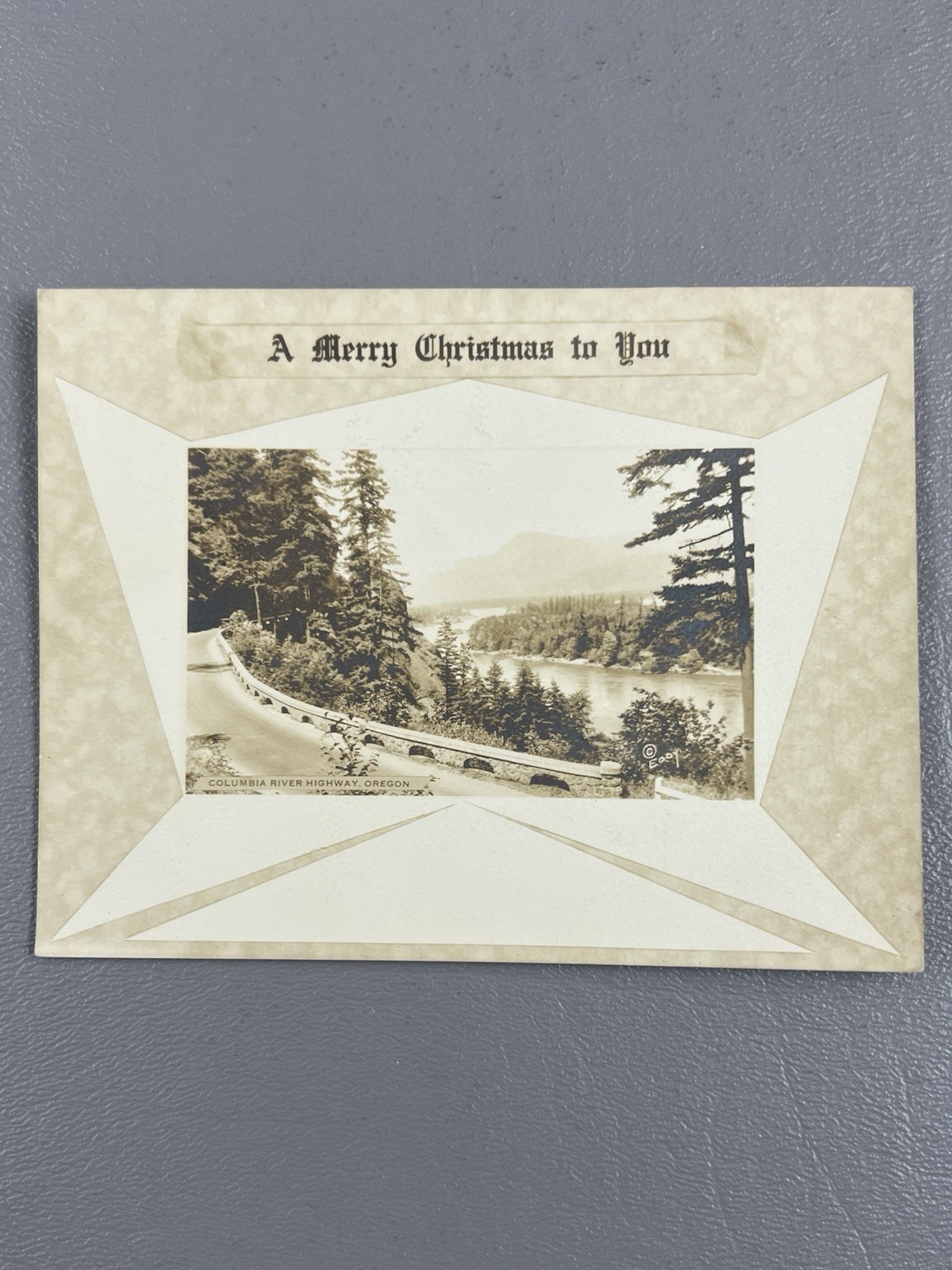 Vintage Oregon Columbia River Highway Christmas Greeting Card