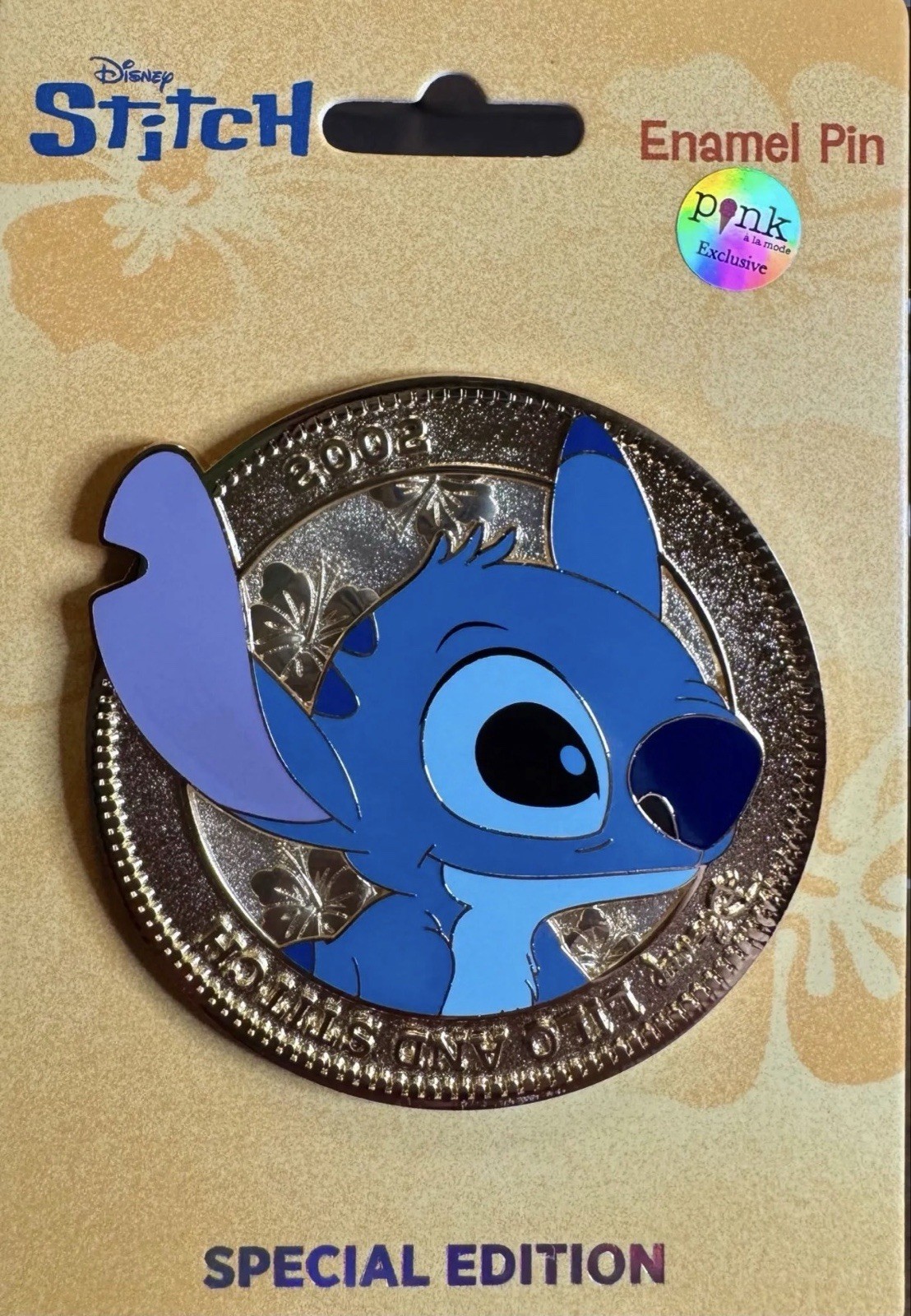 PALM Pink A La Mode Disney Coin Series Stitch Jumbo Pin Special Edition 300 PALM Pink A La Mode Disney Coin Series Stitch Jumbo Pin Special Edition 300