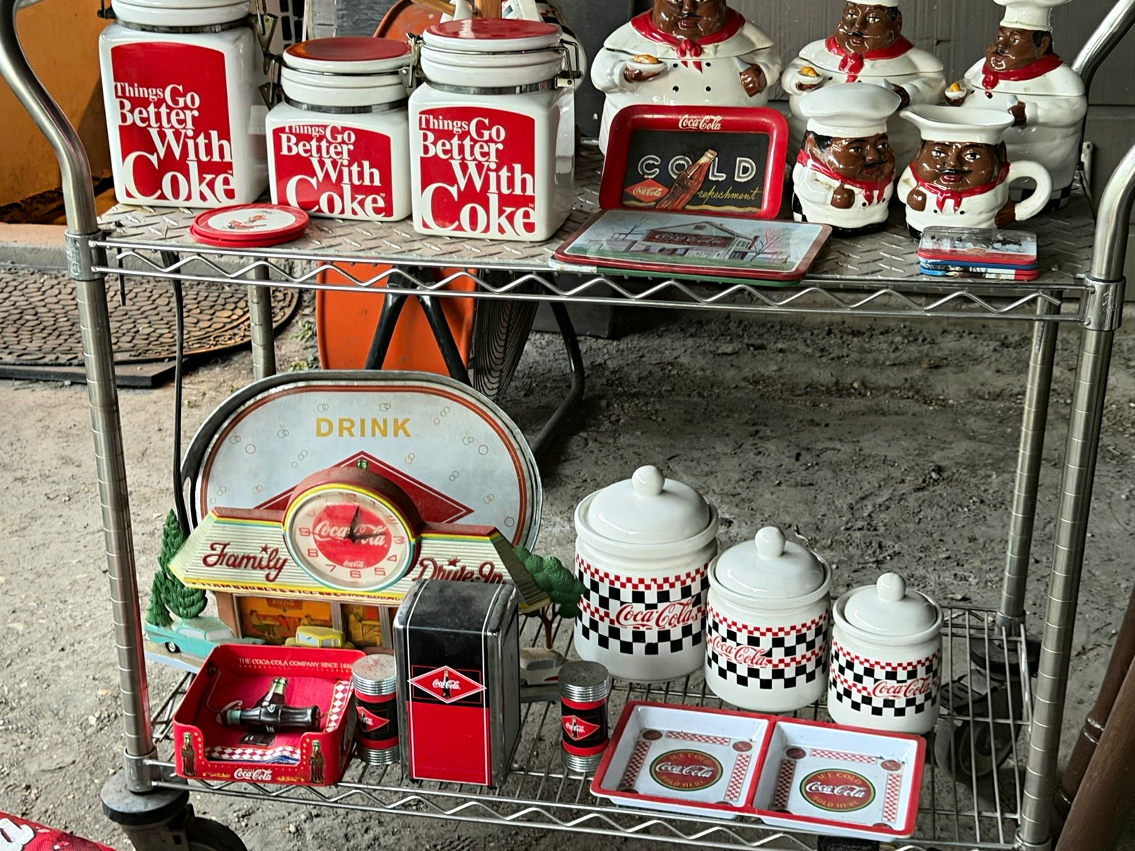 Coca-Cola Soda Advertising Collectibles Lot - Red/White Jar Tray Clock Mug