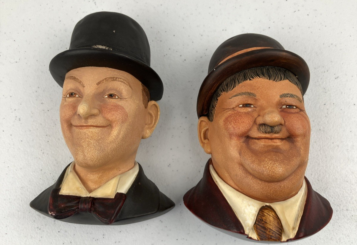Vintage Laurel And Hardy Wall Mount Busts LEGEND PRODUCTS MADE IN ENGLAND