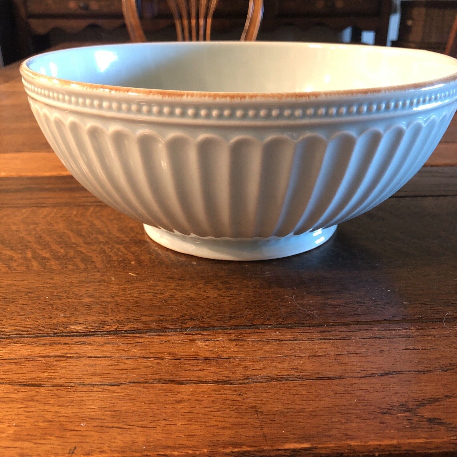 Lenox French Perle Groove Ice Blue Round Serving Bowl 11576775